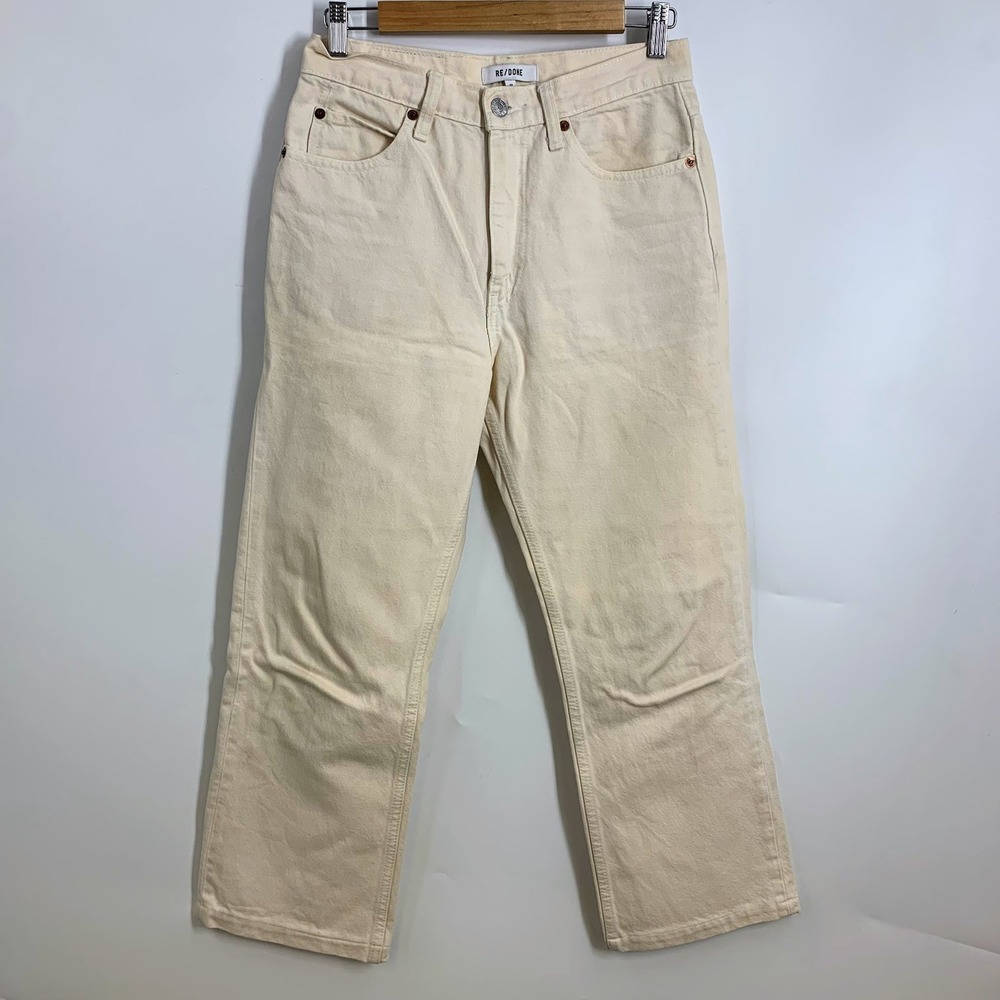 RE/DONE 70s Crop Boot Cream Denim Jeans Women's Size 27 Made in Mexico